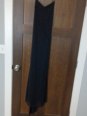 Vintage 90s Roberta Beaded Maxi Dress-Black Evening Gown Size Small